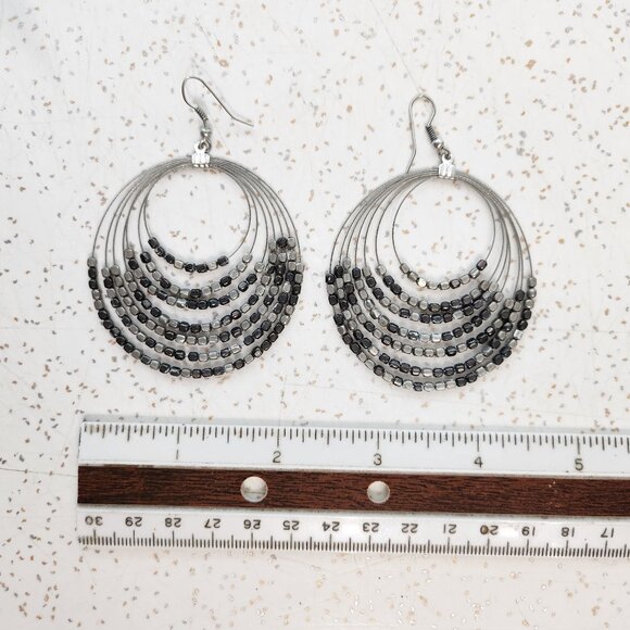 BFD - Large Beaded Drop Hoop Earrings - Picture 4 of 5